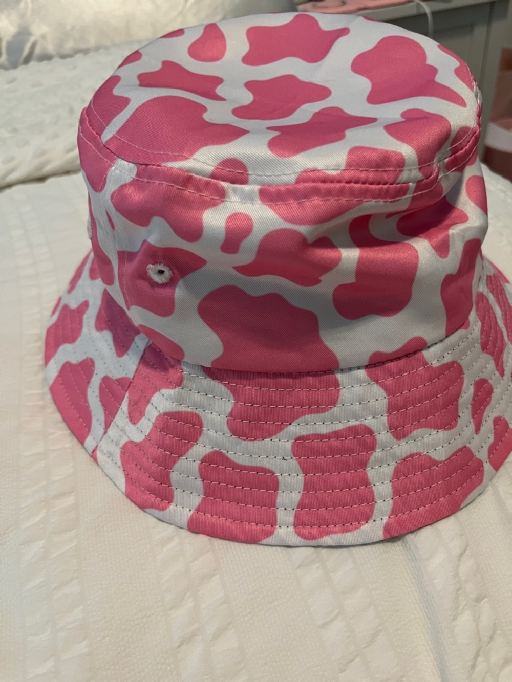 Bucket Hat with Pink cow Patterned Lining